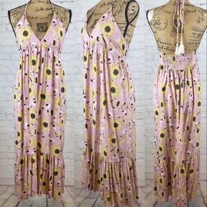 NWT Loft Daisy Print Cami Style Tassel Ties Maxi